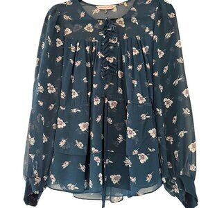 Rebecca Taylor Blue Floral Blouse | Feminine & Romantic Top